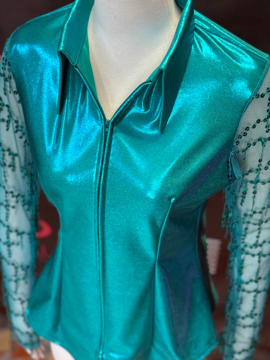 M - Teal Shimmy Sleeve