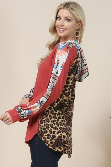 Hacci Leopard/Aztec Hoodie
