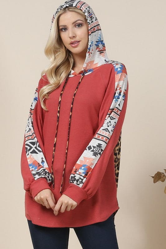 Hacci Leopard/Aztec Hoodie