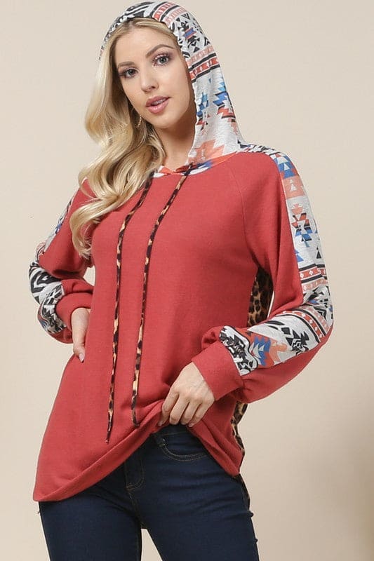 Hacci Leopard/Aztec Hoodie