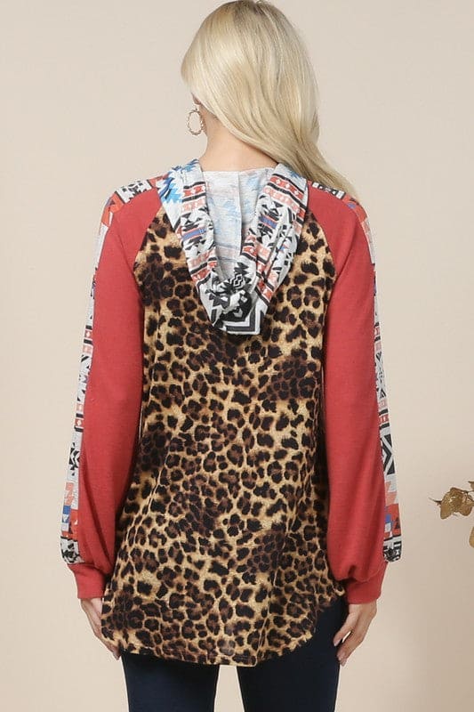 Hacci Leopard/Aztec Hoodie