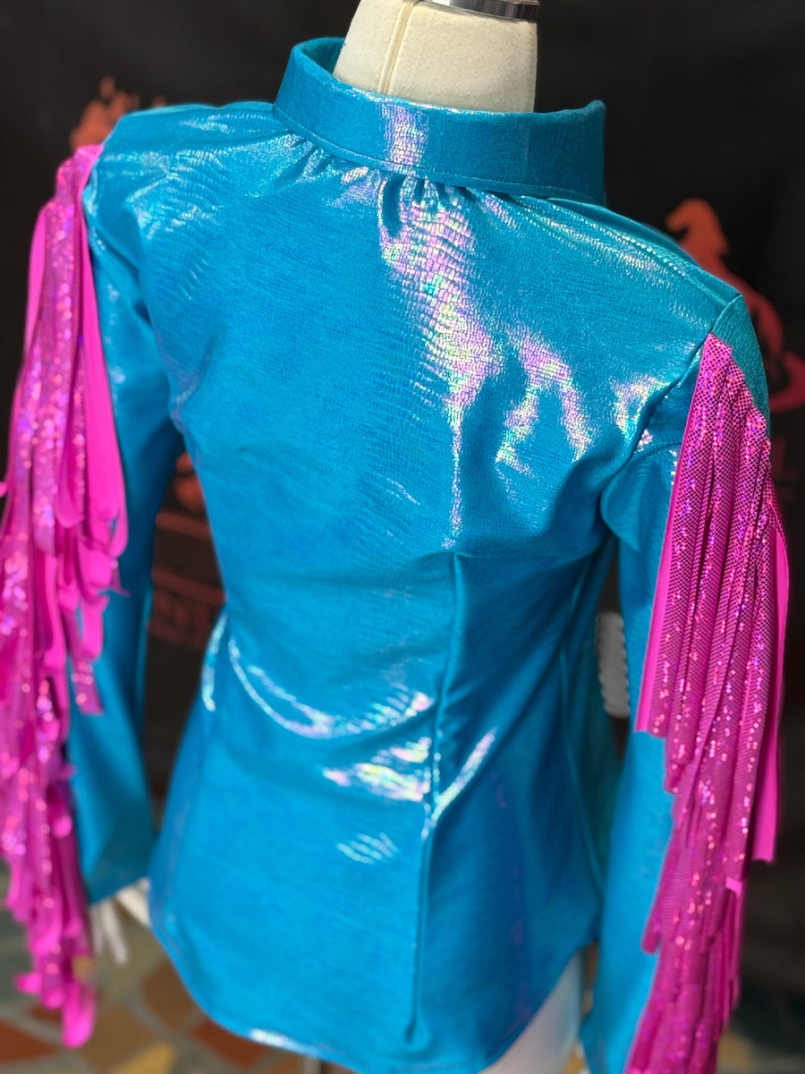 S - Aqua Pearl Croc + Fringe