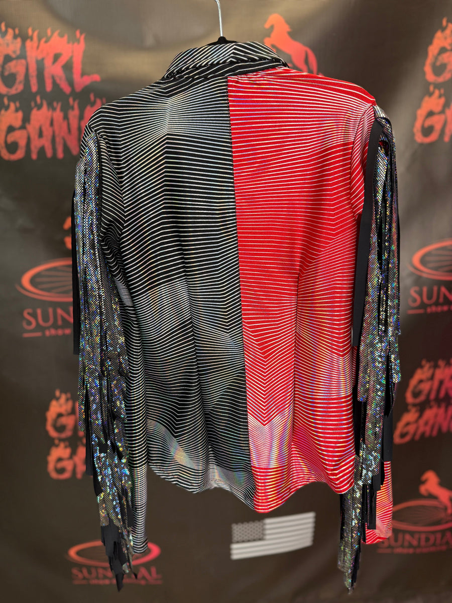 YL - Black/Red Trippy Holo + Fringe