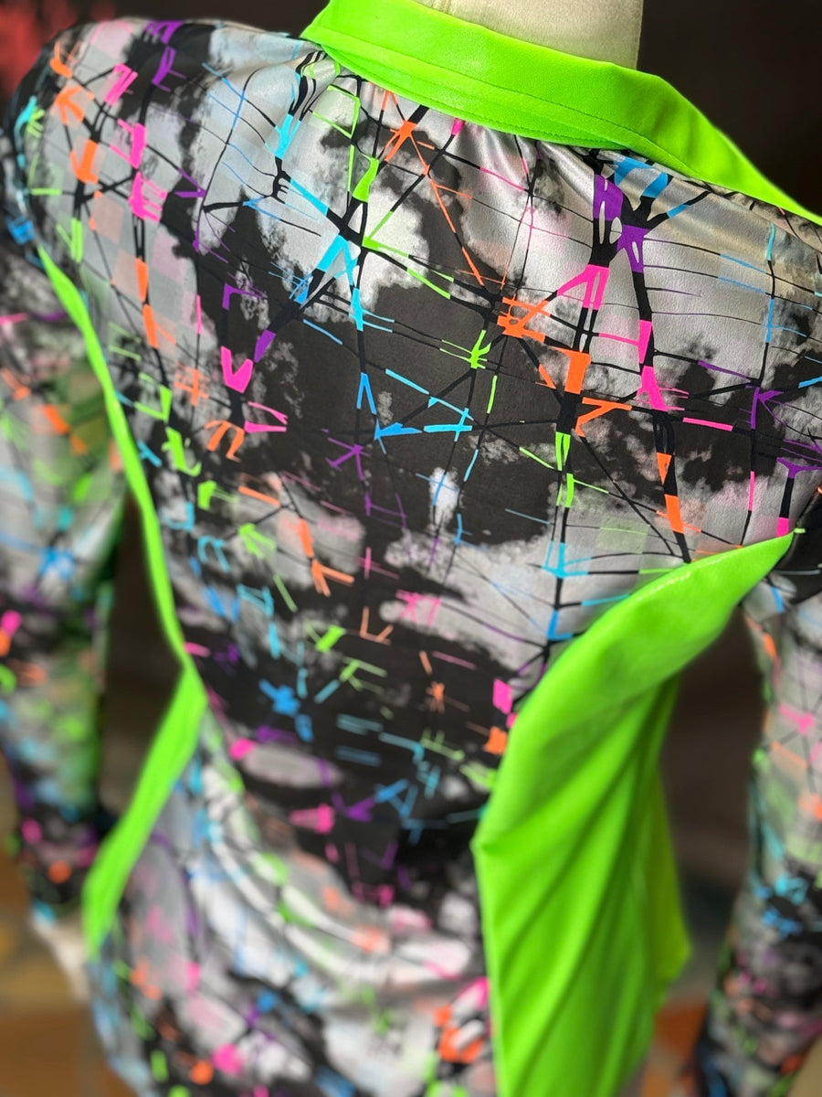 S - Lime Grunge Check Dolly Cut