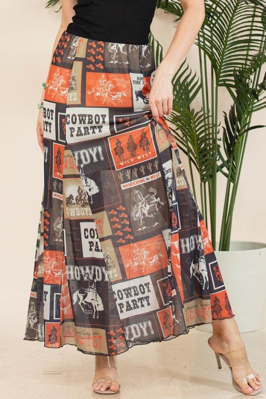 XL - Cowboy Party Mesh Skirt (Lined)