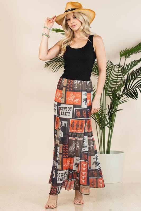 XL - Cowboy Party Mesh Skirt (Lined)