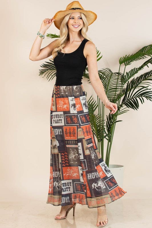 XL - Cowboy Party Mesh Skirt (Lined)