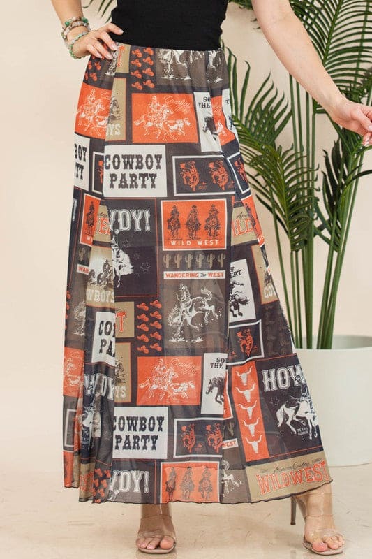 XL - Cowboy Party Mesh Skirt (Lined)