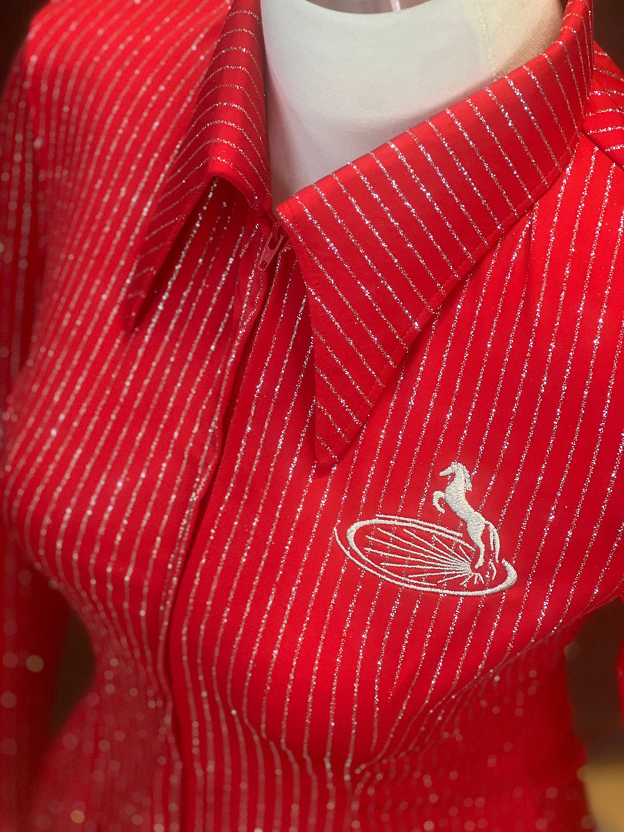 XS - Red/Silver Pinstripe