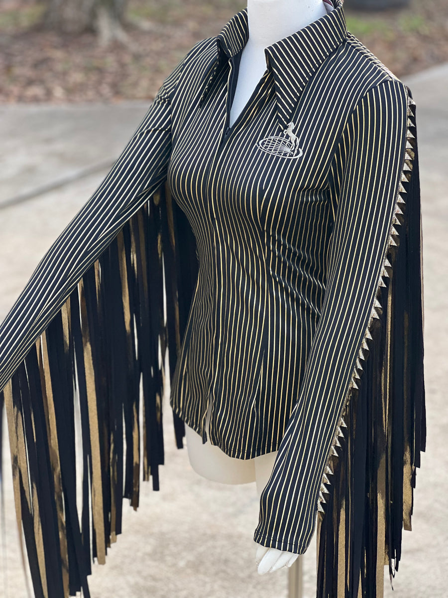 XS - Boom Town Pinstripe with Parade Fringe