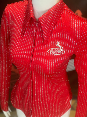 XS - Red/Silver Pinstripe