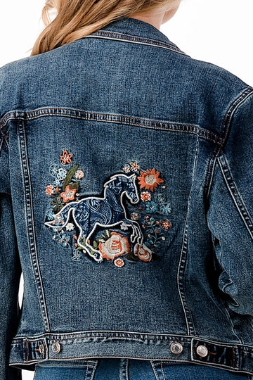 Paisley Pony Embroidered Denim Jacket