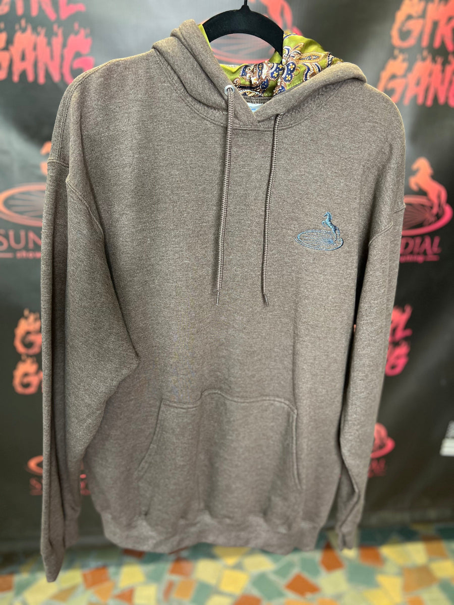 L - Olive Paisley Satin Lined Hoodie