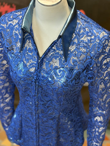 M - Steel Blue with Sequin Laced Up Kylee Cut