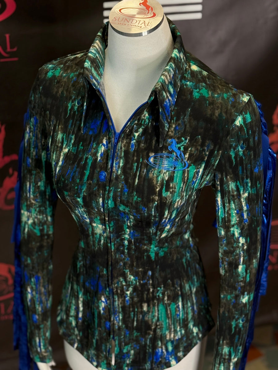 XS - Teal Grunge + Fringe