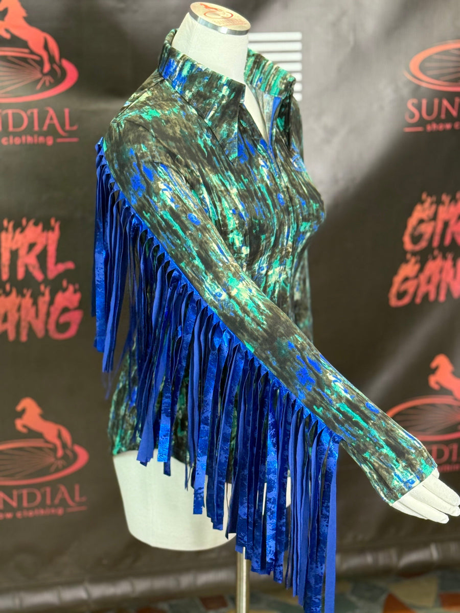 XS - Teal Grunge + Fringe