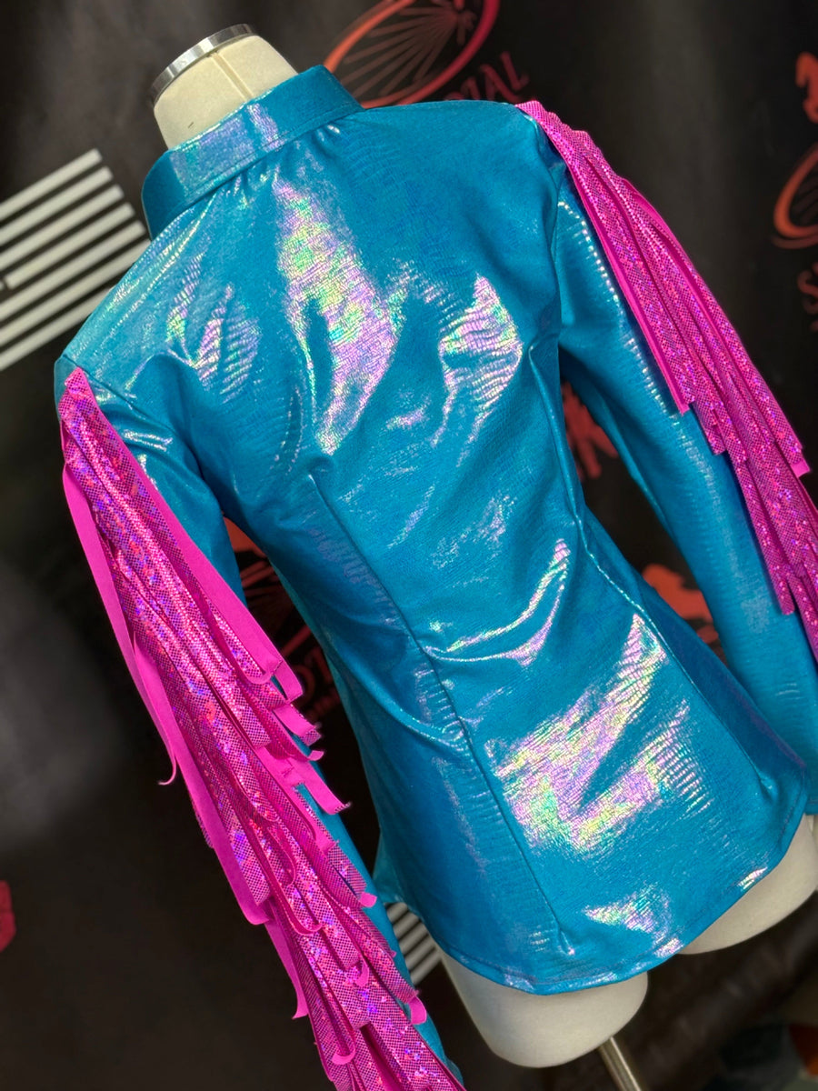 S - Aqua Pearl Croc + Fringe