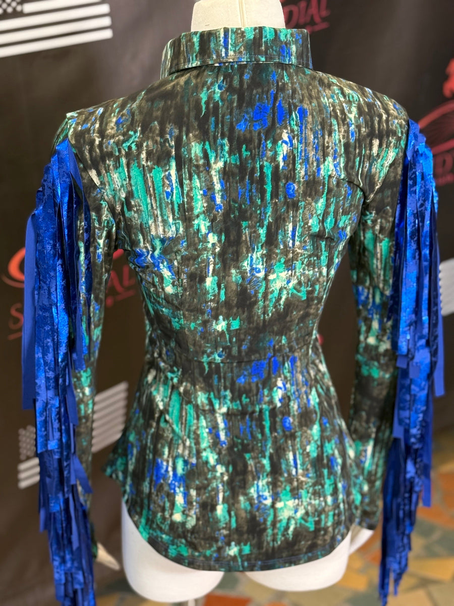 XS - Teal Grunge + Fringe