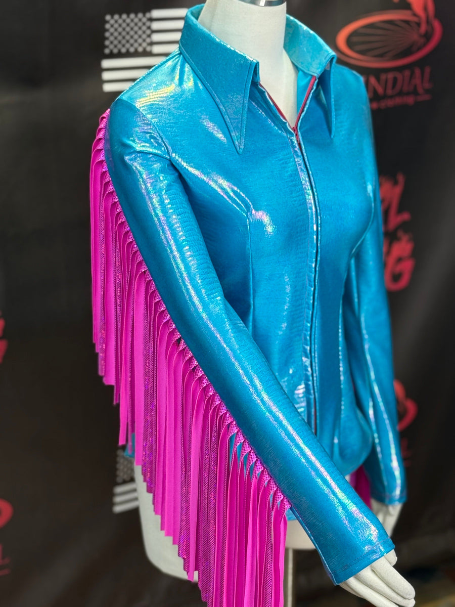 S - Aqua Pearl Croc + Fringe