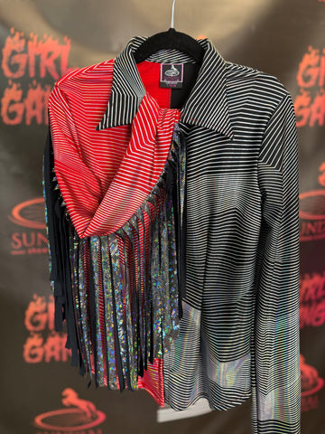 YL - Black/Red Trippy Holo + Fringe