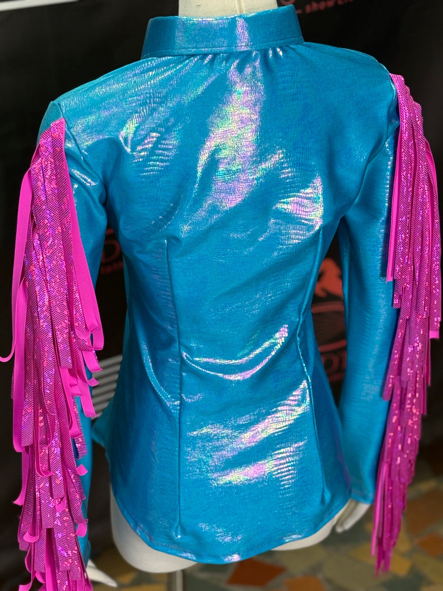 S - Aqua Pearl Croc + Fringe