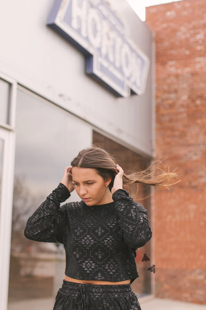 L - Black Aztec Long Sleeve