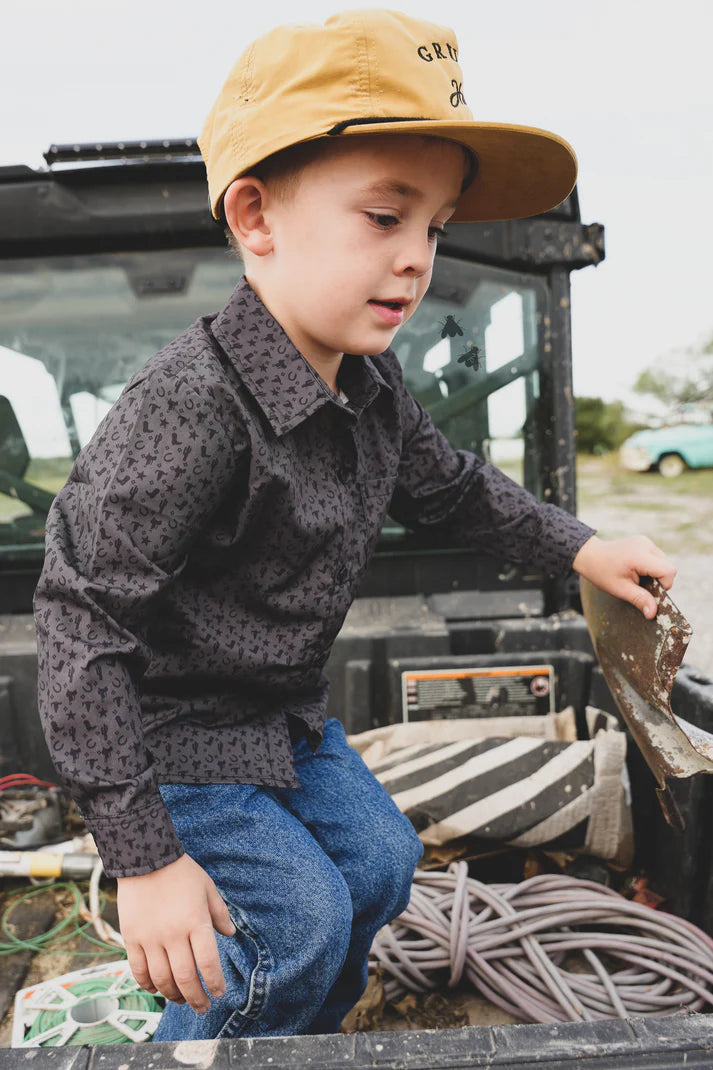 4 - Youth Cowboy Monogram Button Up