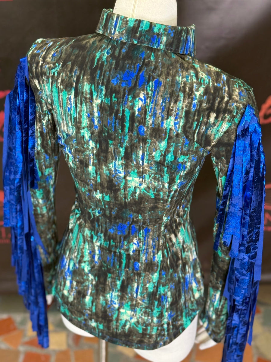 XS - Teal Grunge + Fringe