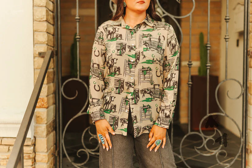 M - Greener Pastures Pearl Snap