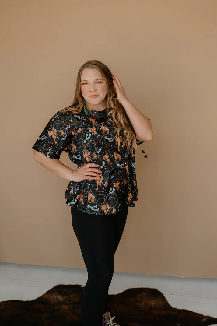 Palomino Print Satin Top