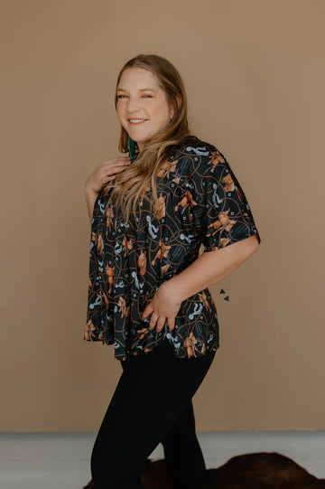 Palomino Print Satin Top