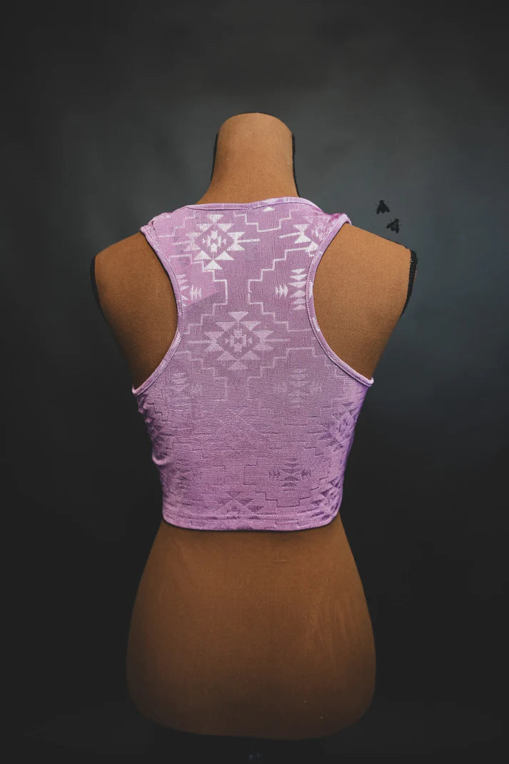 S/M - Lavender Aztec Cropped Tank