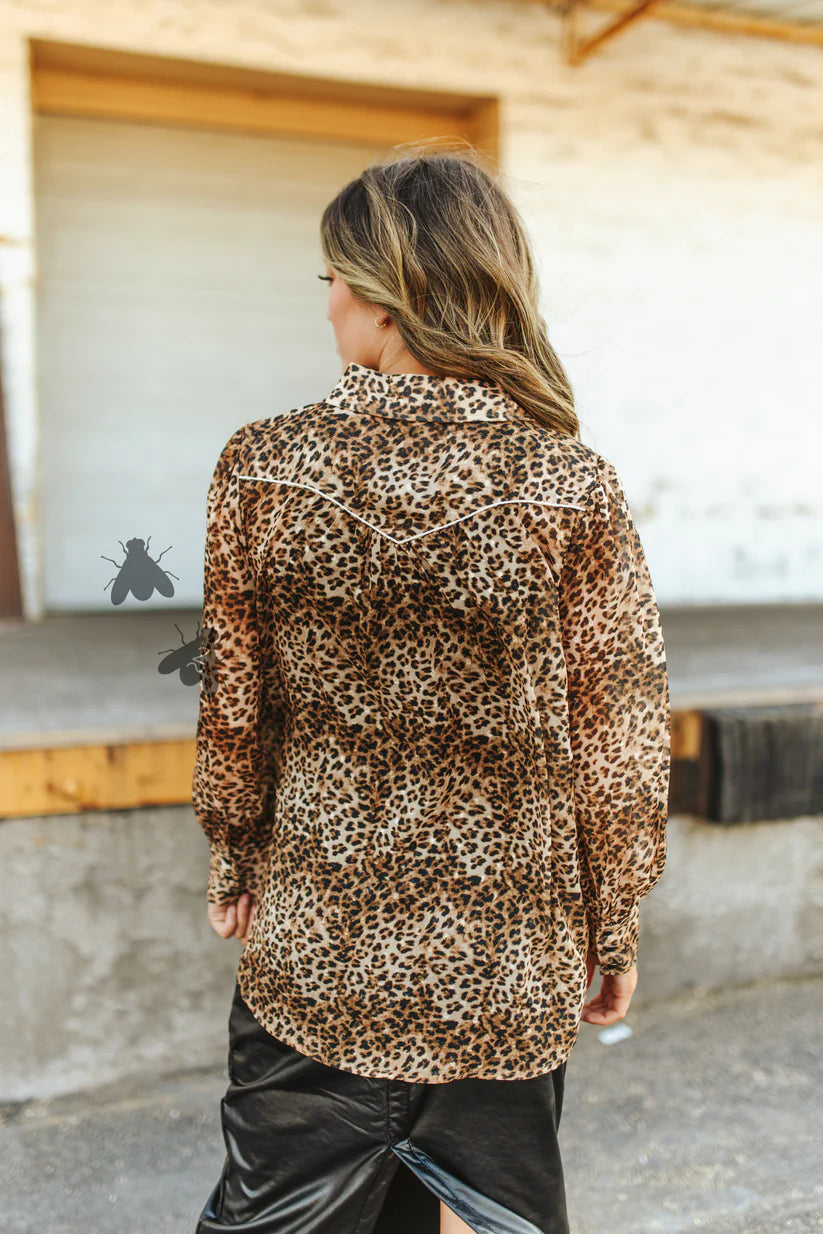 S - Lightweight Leopard Pearl Snap