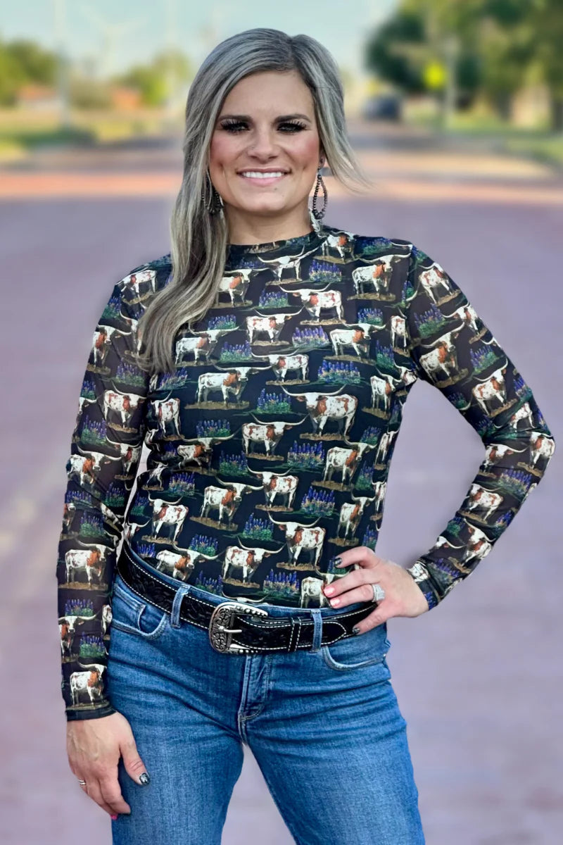 M - Somewhere in Texas Mesh Long Sleeve