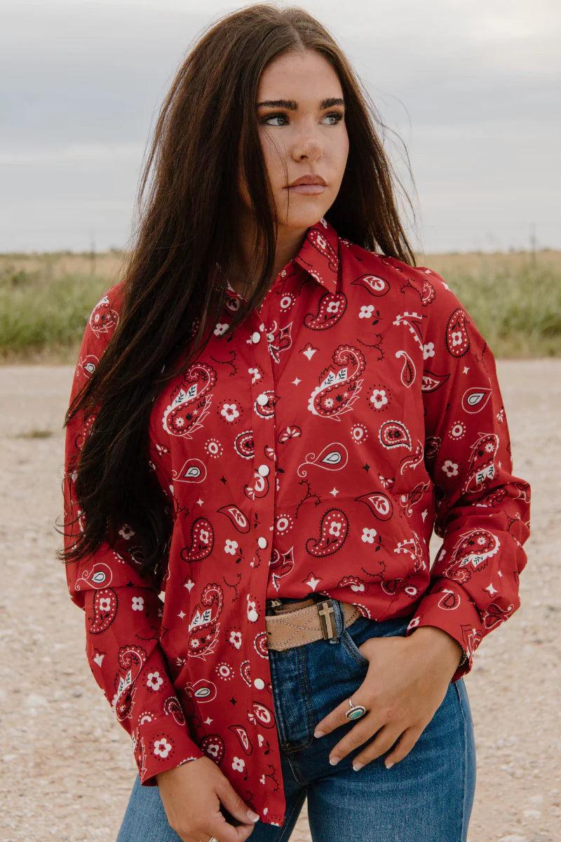 Red Bandana Pearl Snap