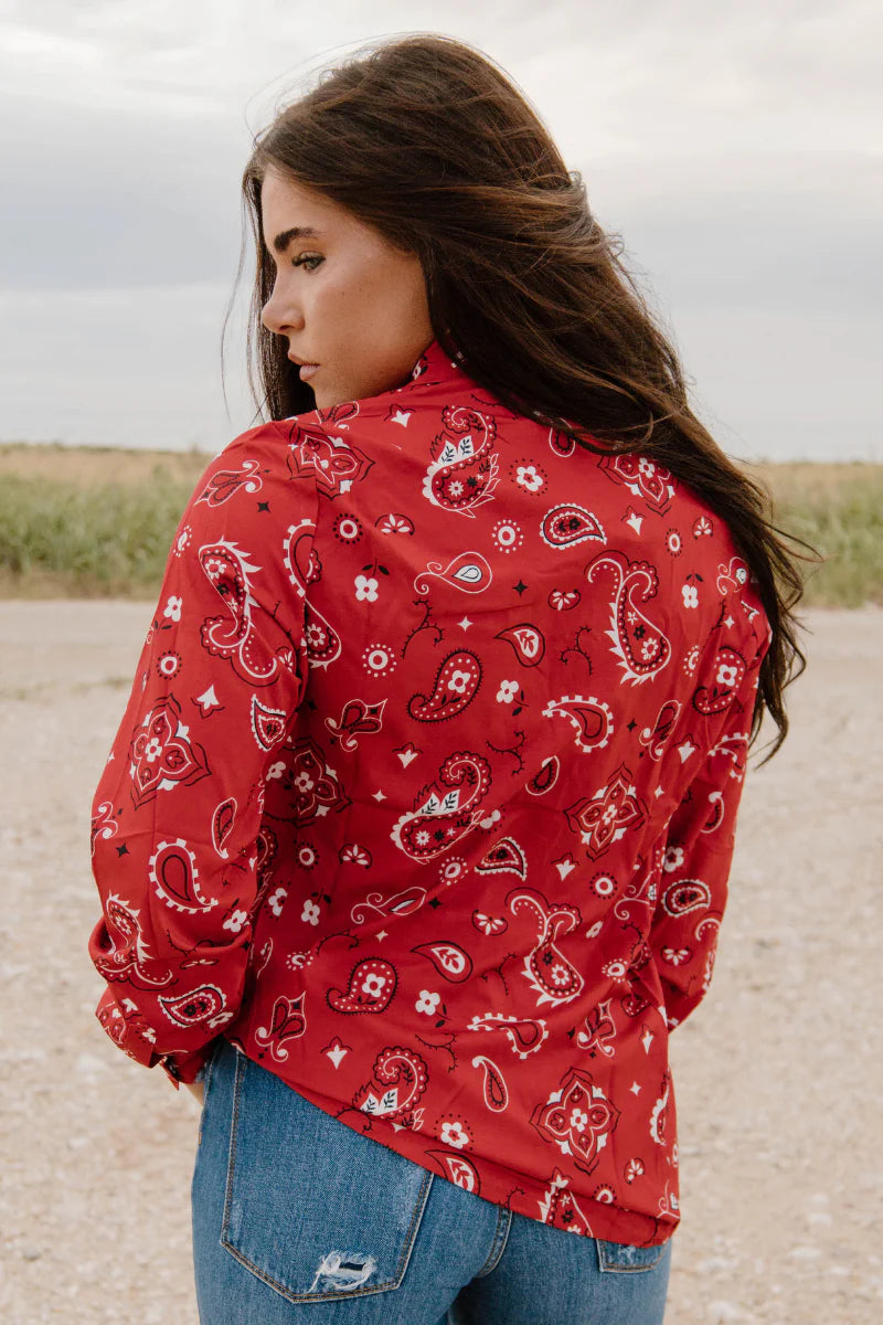 Red Bandana Pearl Snap