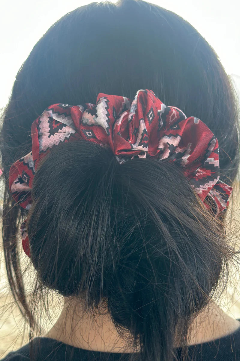 Red Aztec Scrunchie