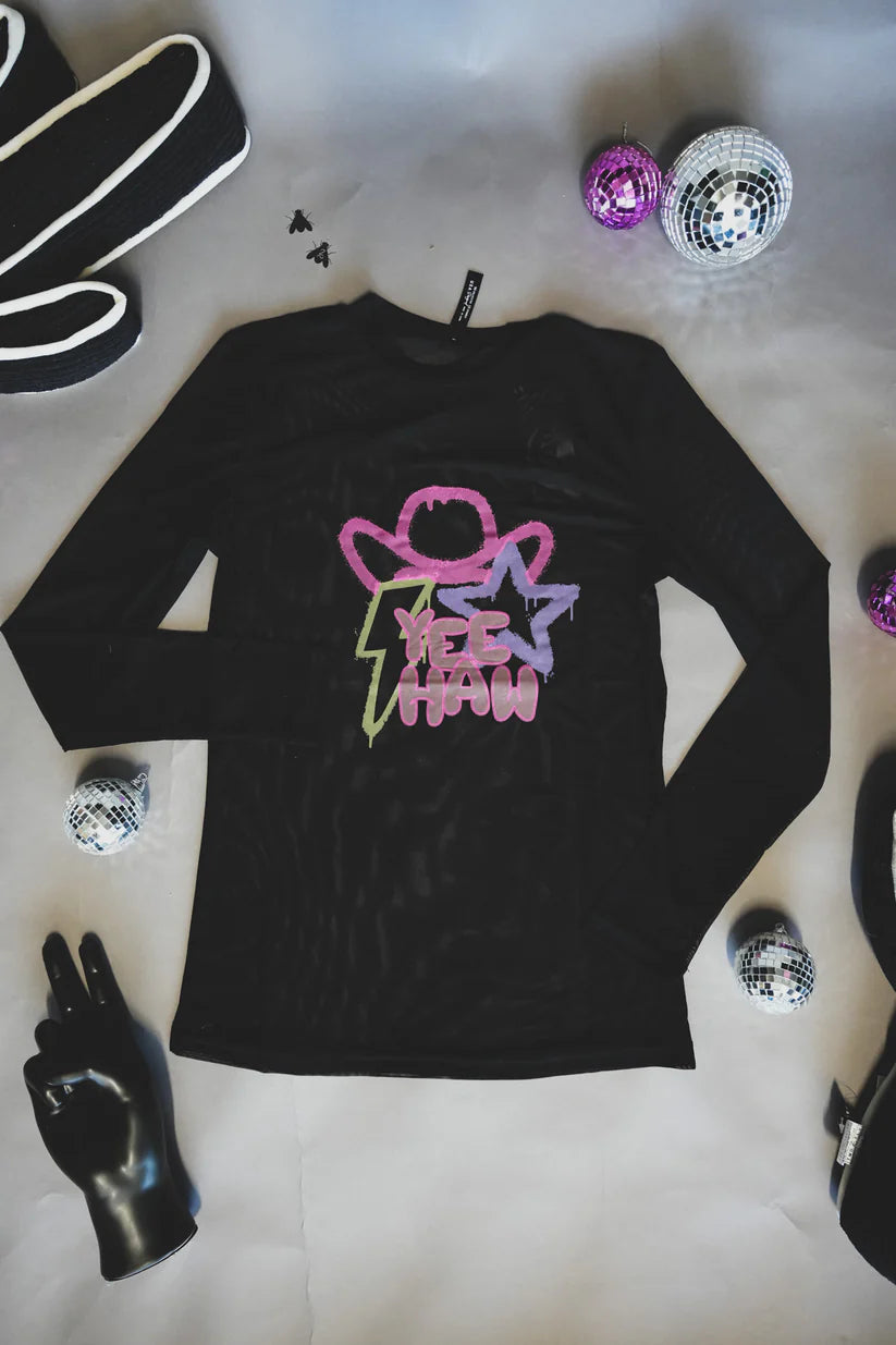 XS, M - YeeHaw Graffiti Long Sleeve Top