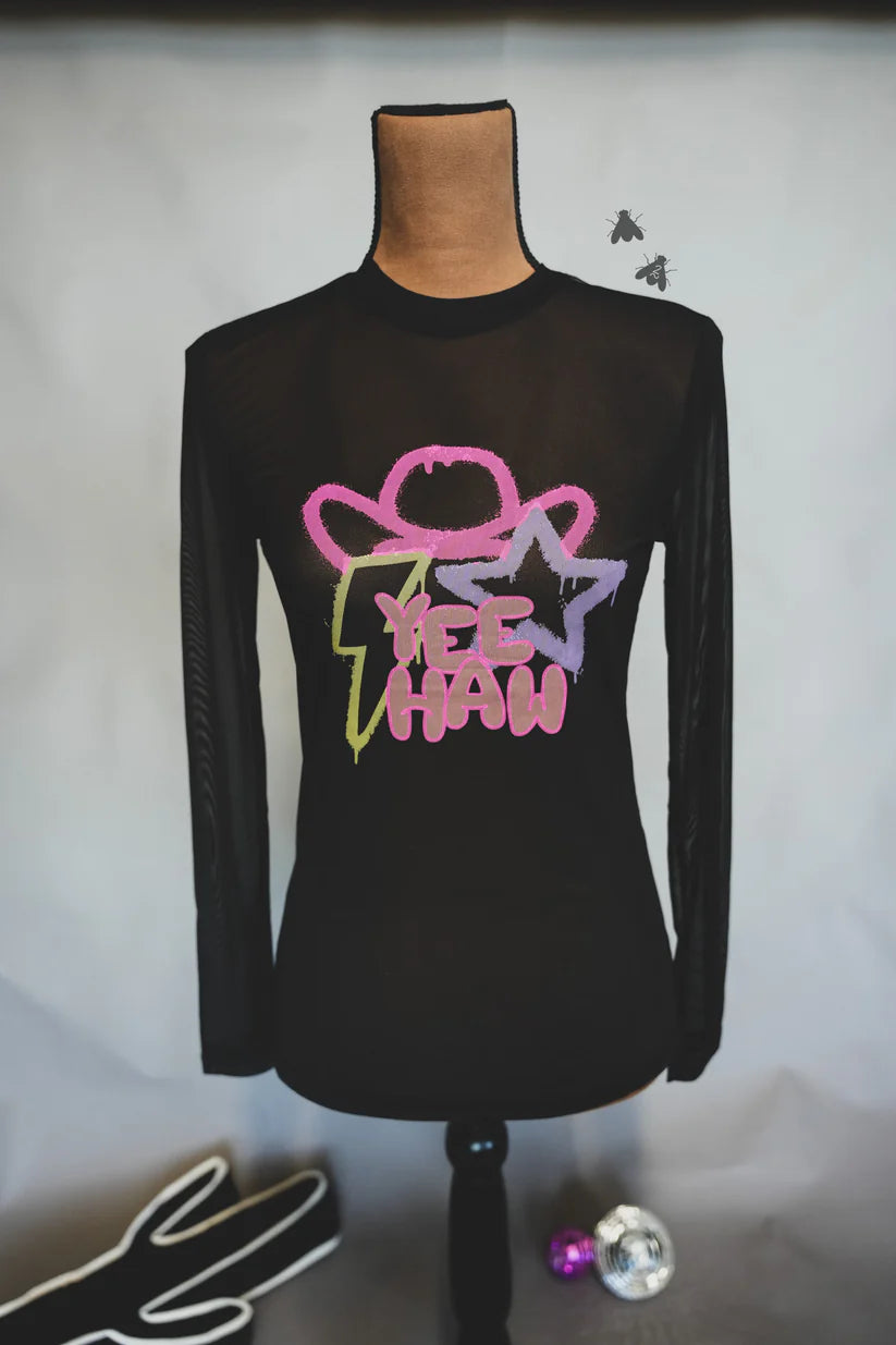 XS, M - YeeHaw Graffiti Long Sleeve Top