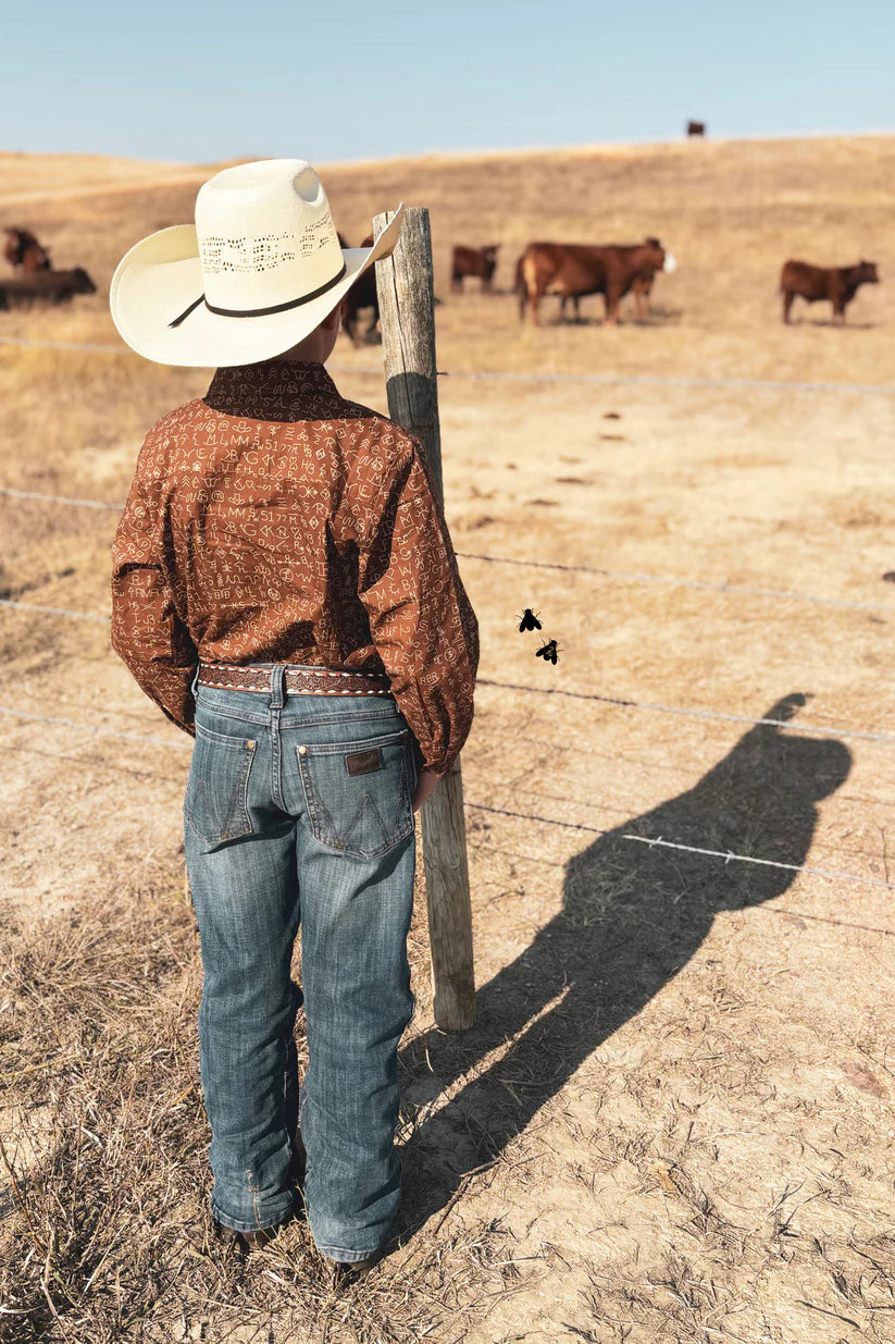 Youth Cattle Brands Button Up