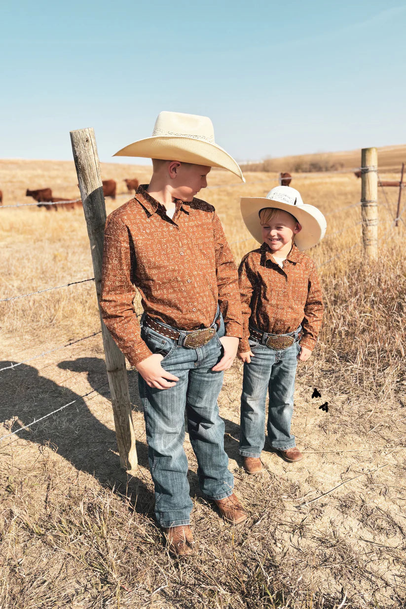 Youth Cattle Brands Button Up