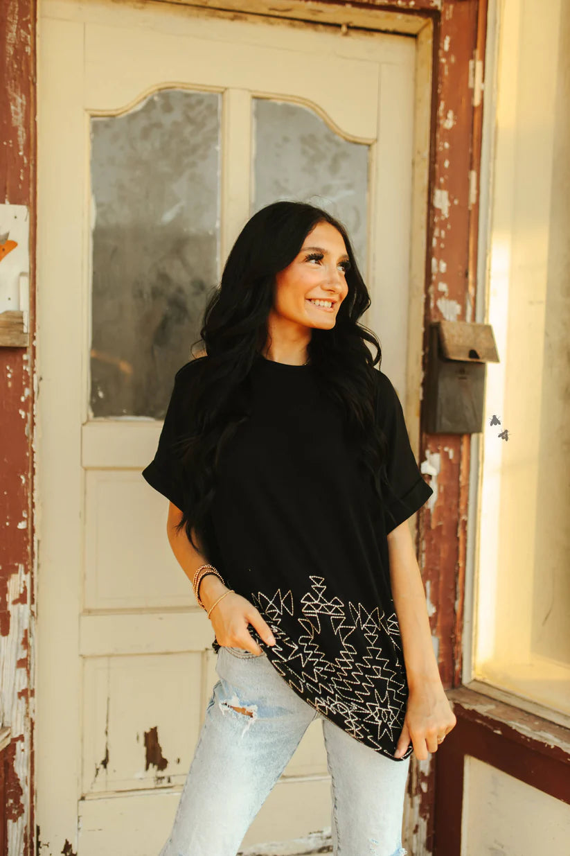 Stitched Aztec Oversize Top