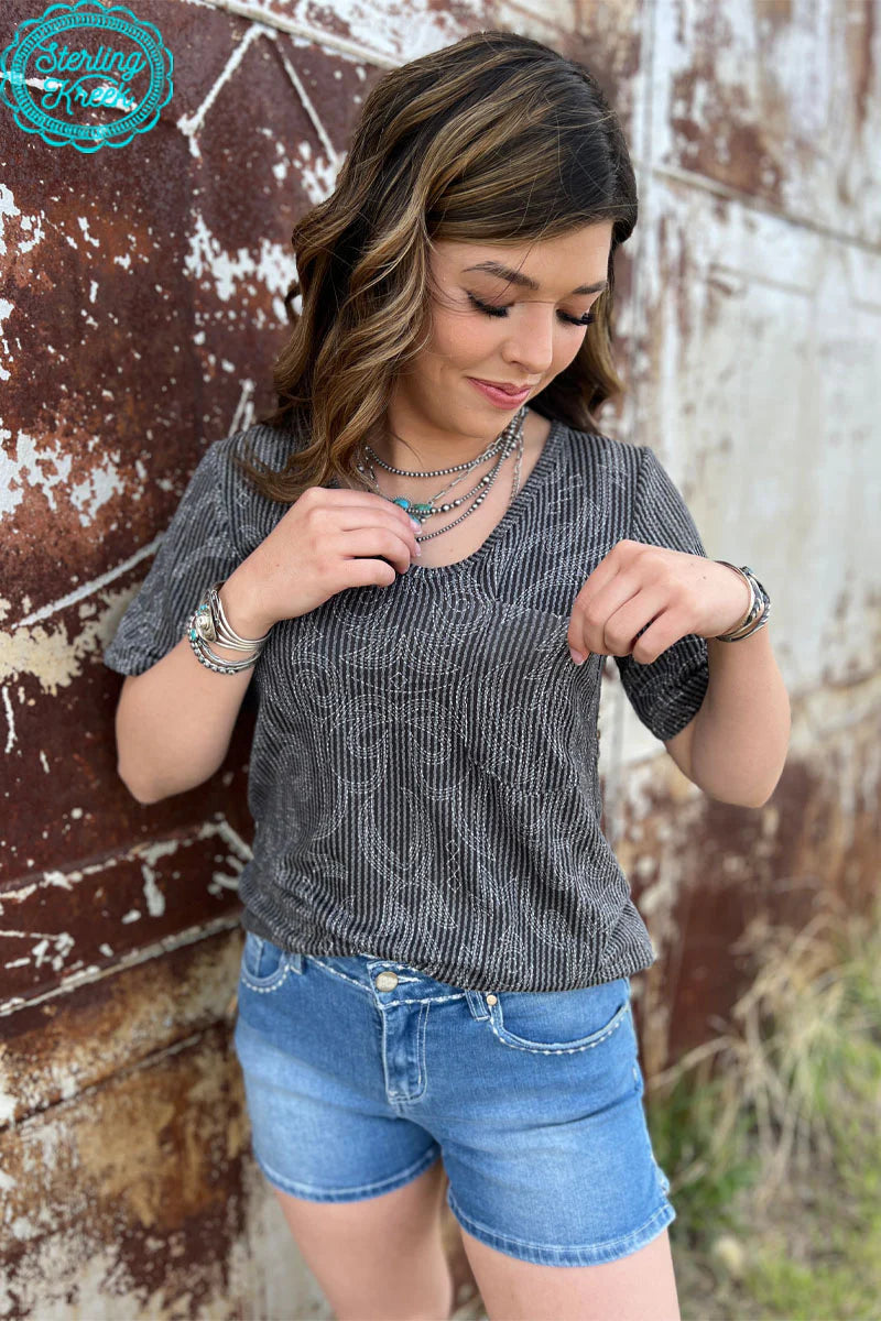 Western Grunge Ribbed Top