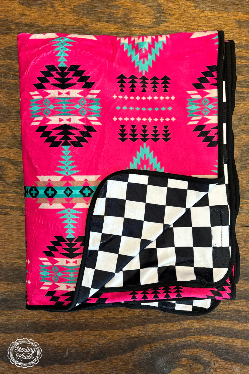 Pink Aztec/Check Throw Blanket