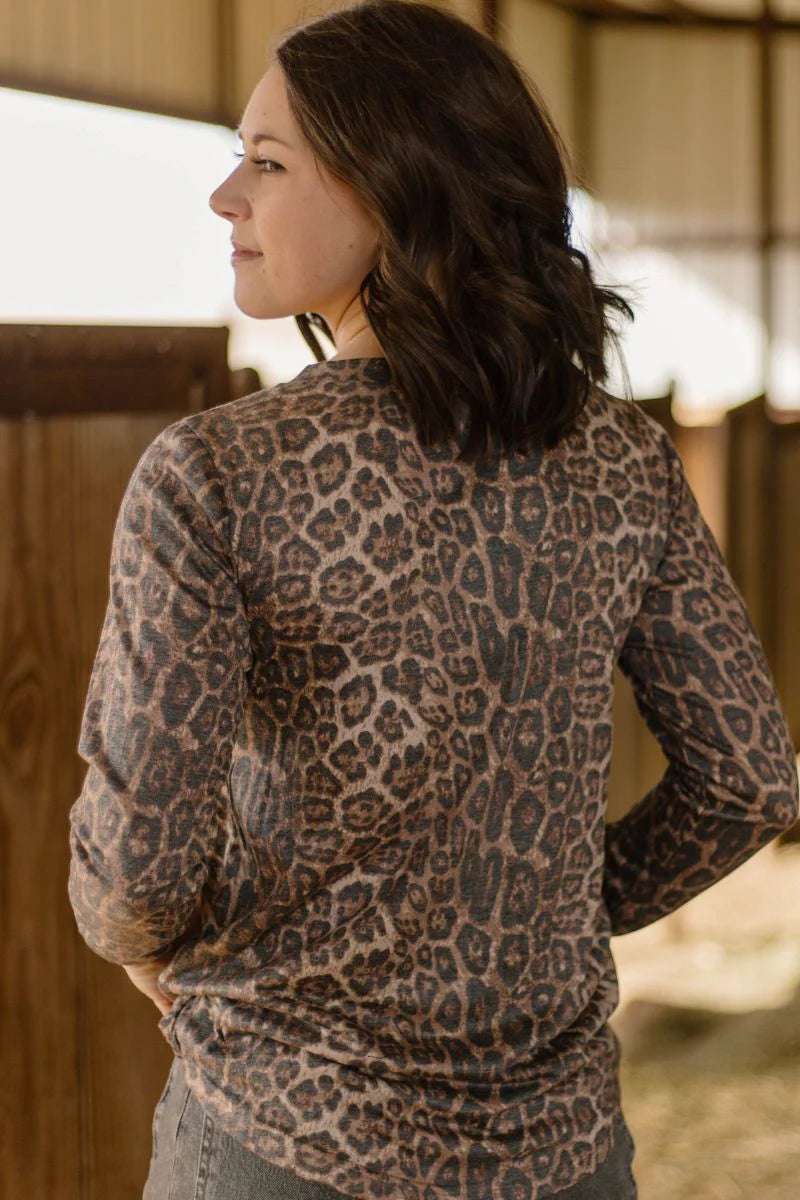 Leopard Long Sleeve V-Neck