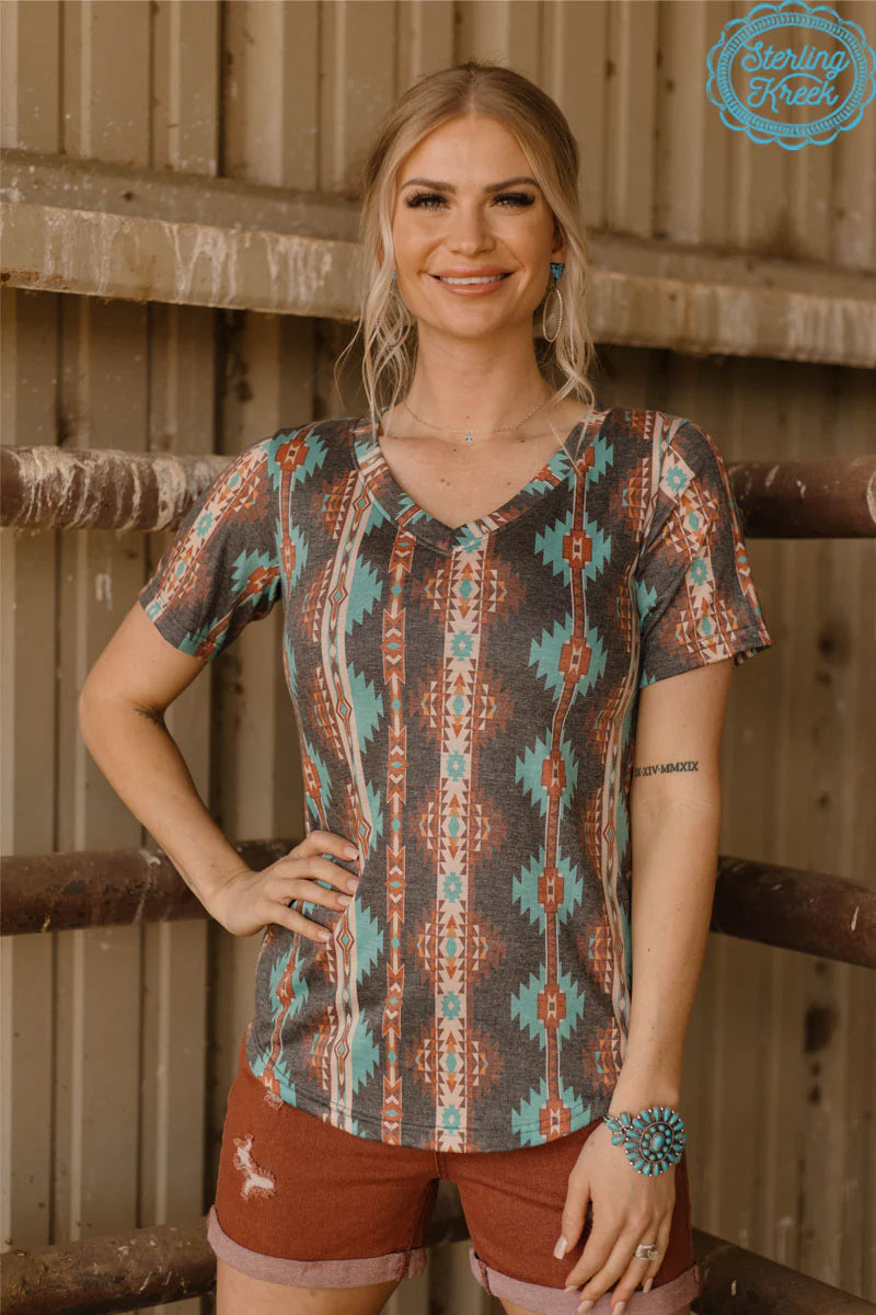 XS, M - Aztec Rain V-Neck Tee