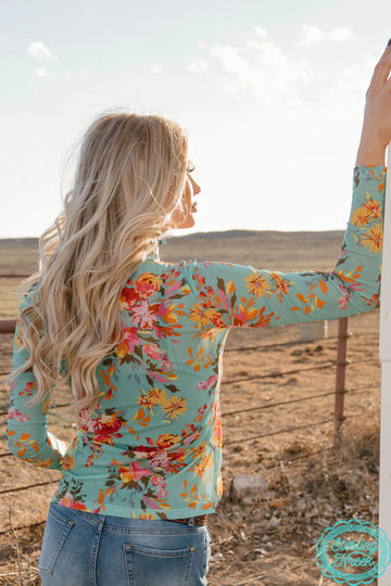 XS - Floral Queen Mesh Long Sleeve