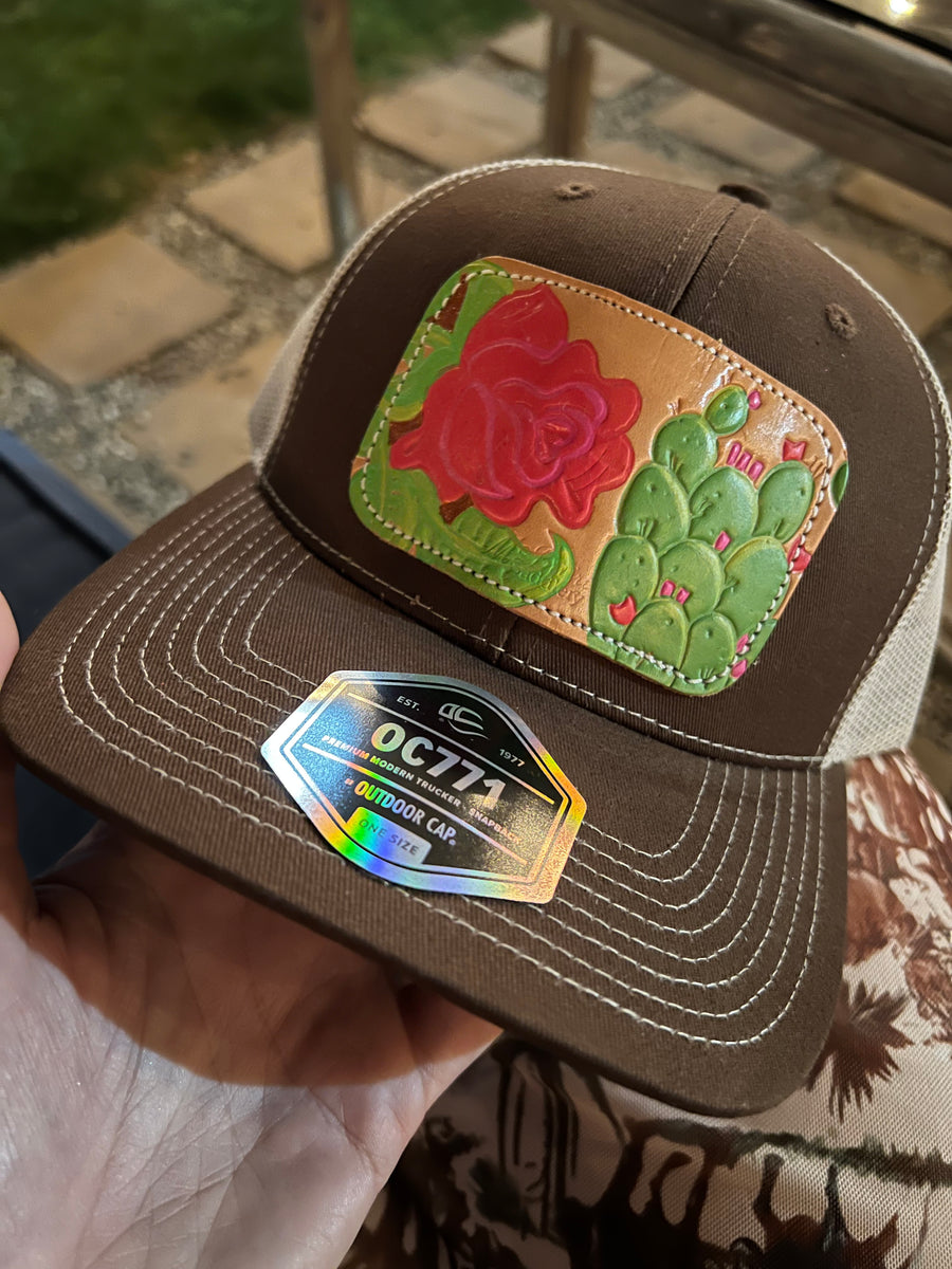 Painted Leather Patch Caps