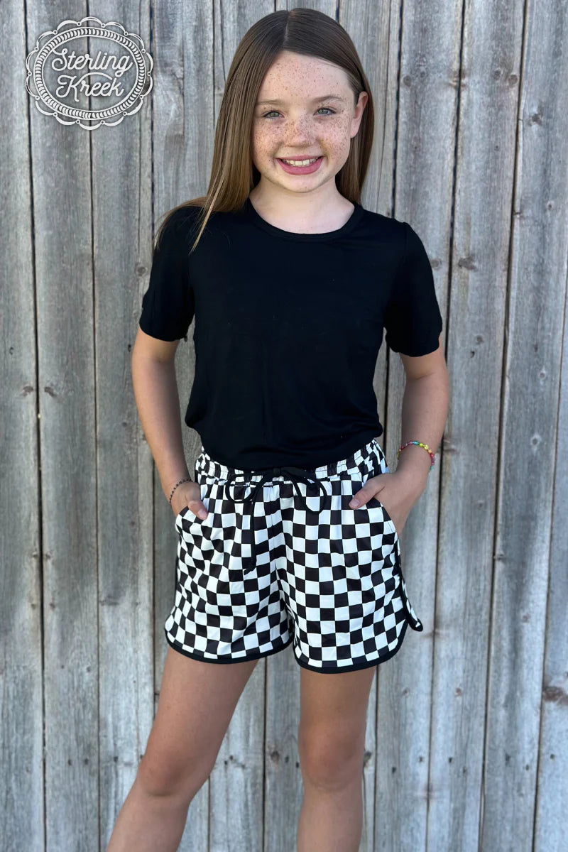 Youth Race Day Checkered Athletic Shorts