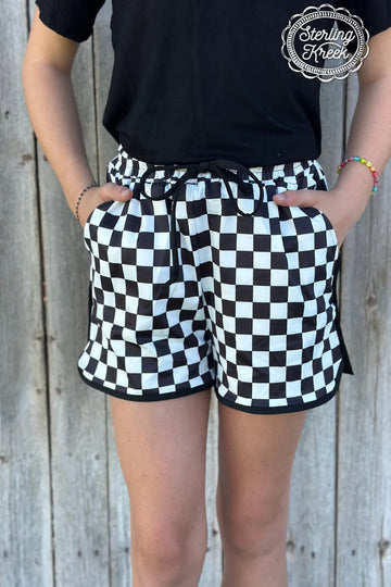 Youth Race Day Checkered Athletic Shorts